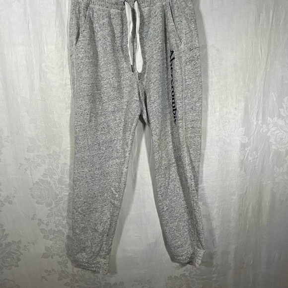 Abercrombie & Fitch Other - Abercrombie Fitch XL Sweatpants NEW Joggers Gray Navy Embroidered Spell Out